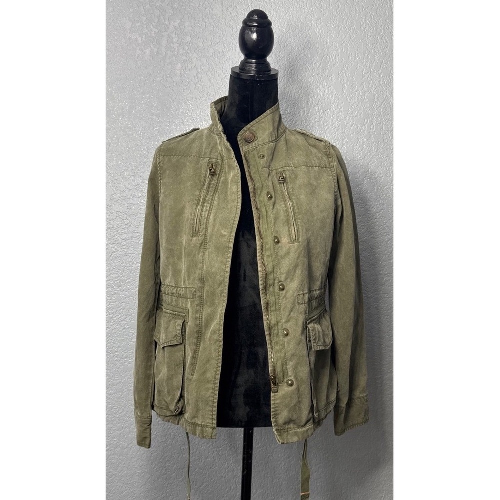 JCP Olive Green Utility Field Jacket Womens Small Cotton Lyocell Military Anorak